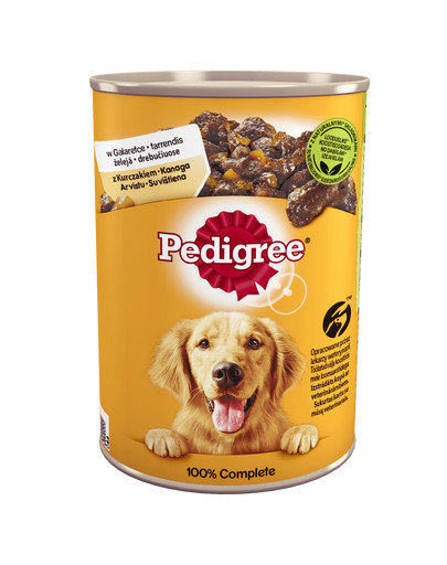 PEDIGREE Adult skardinė 12x400g - šlapias šunų maistas su vištiena ir morkomis drebučiuose+ NEMOKAMOS kojinės