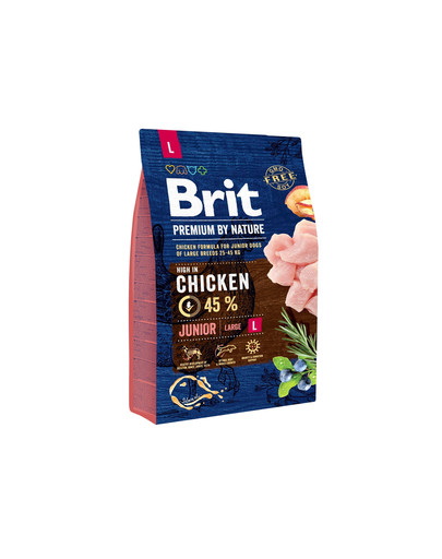 BRIT Premium By Nature Junior Large L 3 kg + 6 x 800 g BRIT kalakutienos ir kepenų šlapias maistas šuniukams