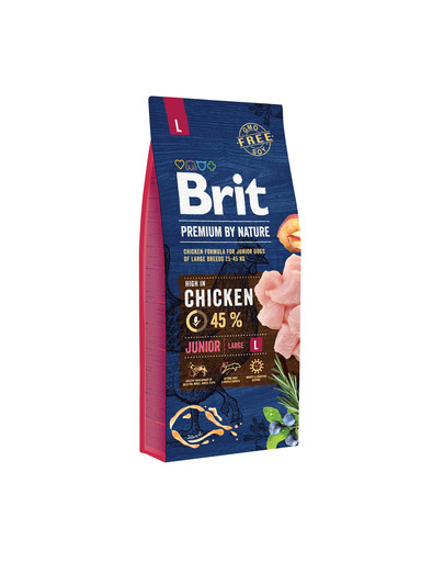 BRIT Premium By Nature Junior Large L 15 kg + 6 x 800 g BRIT kalakutienos ir kepenų šlapias maistas šuniukams