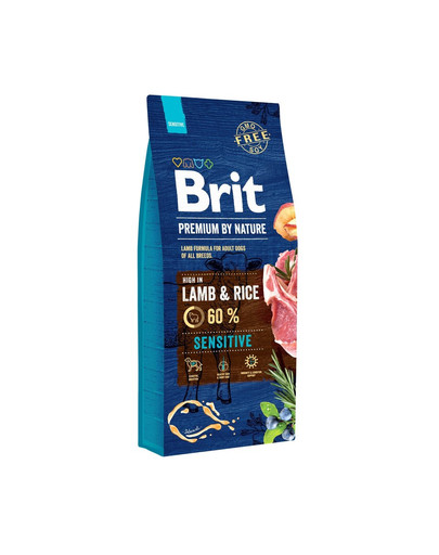 BRIT Premium By Nature Sensitive Lamb 15 kg + 6 x 800 g BRIT ėrienos ir grikių šlapias maistas