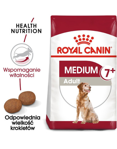 ROYAL CANIN Medium adult 7+ 20 kg (2 x 10 kg) sausas ėdalas vyresniems nei 7 metų amžiaus, vidutinių veislių šunims