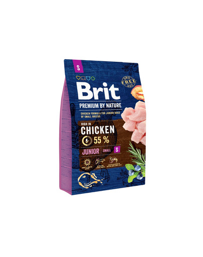 BRIT Premium By Nature Junior Small S 3 kg + 6 x 800 g BRIT kalakutienos ir kepenų šlapias maistas šuniukams