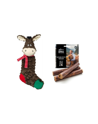 TRIXIE Kalėdinis rinkinys šąlantis žaislas + natūralios šernų cigarai šuniui 3 vnt.