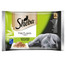 SHEBA paketėlis 13x4x85g puikių dribsnių drebučiuose - šlapias kačių maistas želė (su balta žuvimi, lašiša, kalakutiena, vištiena) + nemokamas dubuo