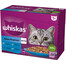 WHISKAS Žuvies delikatesai balta žuvis, menkė, lašiša, tunas drebučiuose 12x85g