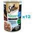SHEBA 12x400 g Nature's Collection drėgnas visavertis ėdalas suaugusioms katėms su balta žuvimi ir kepenėlėmis su morkų garnyru terinoje