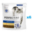 PERFECT FIT Indoor 1+ 6x750 g sausas visavertis pašaras suaugusioms katėms, kuriame gausu vištienos