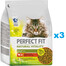 PERFECT FIT Natural Vitality sucha karma pełnoporcjowa dla dorosłych kotów, z wołowiną i kurczakiem 3x2,4 kg