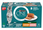 PURINA ONE Adult Terrine 4x85g su vištiena ir morkomis bei su lašiša ir morkomis, drėgnas kačių maistas