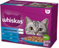 WHISKAS Žuvies delikatesai balta žuvis, menkė, lašiša, tunas drebučiuose 12x85g