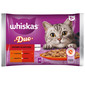 WHISKAS Adult 4 x 85 g "Classic kits" drėgnas kačių ėdalas želė gabaliukais su jautiena ir paukštiena, ėriena ir antiena